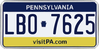 PA license plate LBO7625