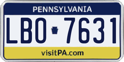 PA license plate LBO7631