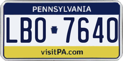 PA license plate LBO7640