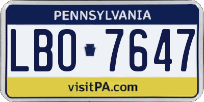PA license plate LBO7647