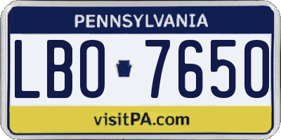 PA license plate LBO7650