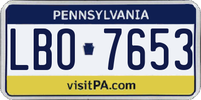 PA license plate LBO7653