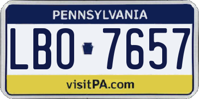 PA license plate LBO7657