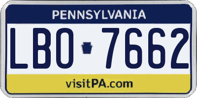 PA license plate LBO7662