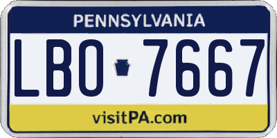 PA license plate LBO7667