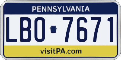 PA license plate LBO7671