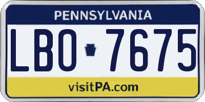 PA license plate LBO7675