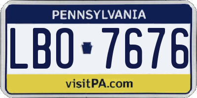PA license plate LBO7676