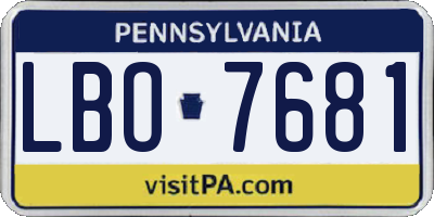 PA license plate LBO7681