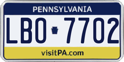 PA license plate LBO7702