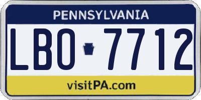 PA license plate LBO7712