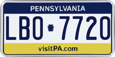 PA license plate LBO7720