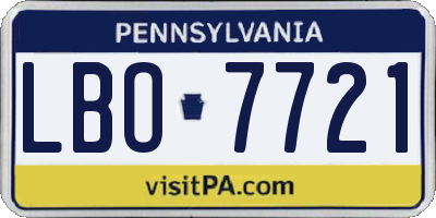 PA license plate LBO7721