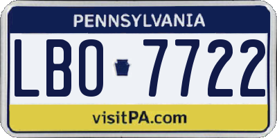 PA license plate LBO7722