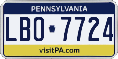 PA license plate LBO7724