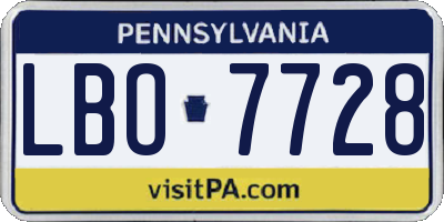PA license plate LBO7728