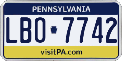 PA license plate LBO7742