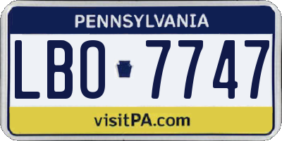 PA license plate LBO7747