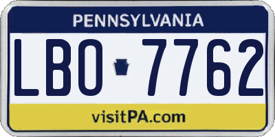 PA license plate LBO7762
