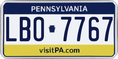 PA license plate LBO7767