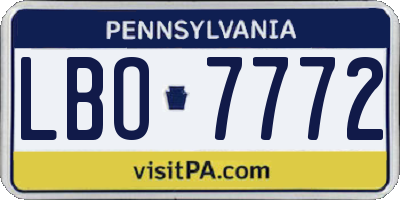 PA license plate LBO7772