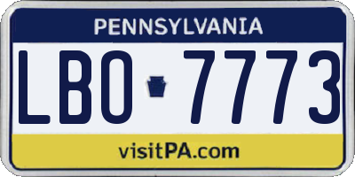 PA license plate LBO7773