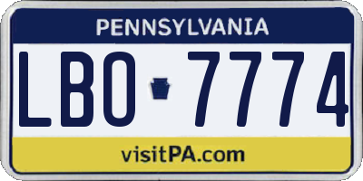 PA license plate LBO7774