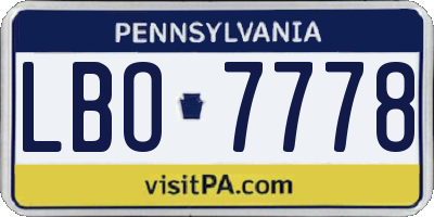 PA license plate LBO7778