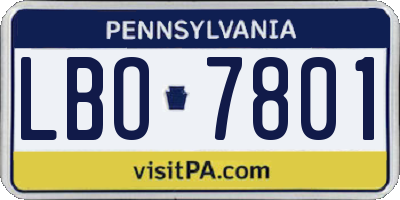 PA license plate LBO7801