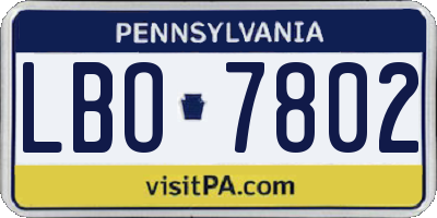 PA license plate LBO7802