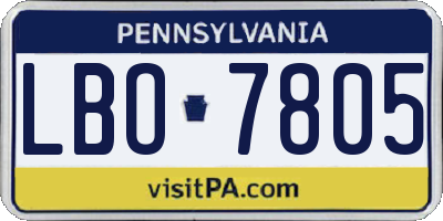 PA license plate LBO7805
