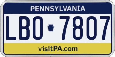 PA license plate LBO7807