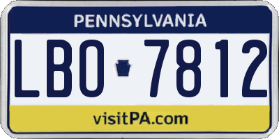 PA license plate LBO7812