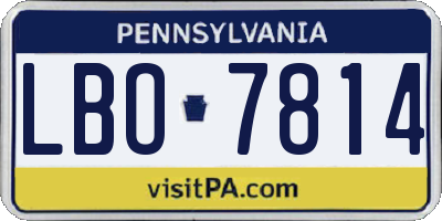 PA license plate LBO7814