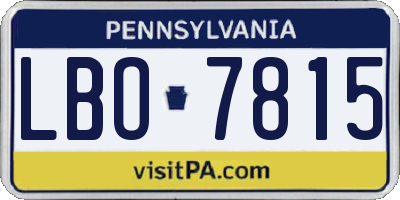 PA license plate LBO7815