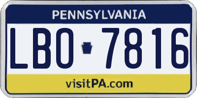 PA license plate LBO7816
