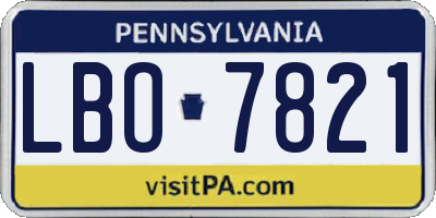 PA license plate LBO7821