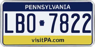PA license plate LBO7822