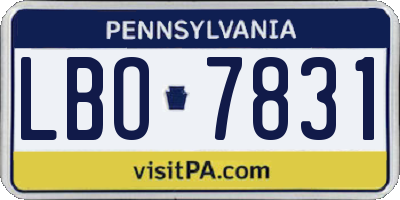 PA license plate LBO7831