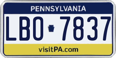 PA license plate LBO7837