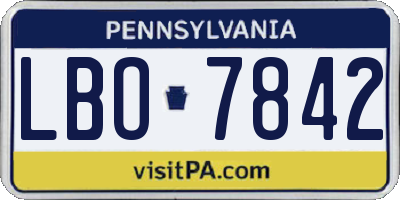 PA license plate LBO7842