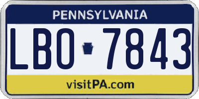 PA license plate LBO7843