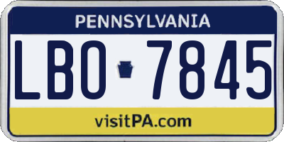 PA license plate LBO7845