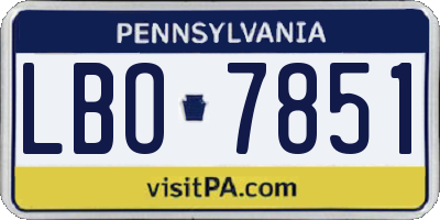 PA license plate LBO7851