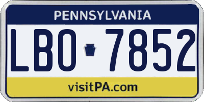PA license plate LBO7852