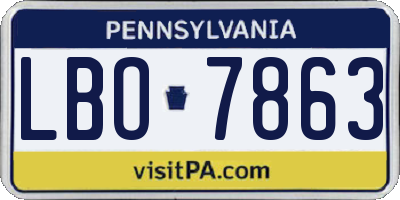 PA license plate LBO7863