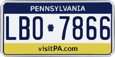 PA license plate LBO7866