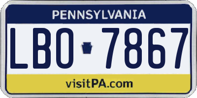 PA license plate LBO7867
