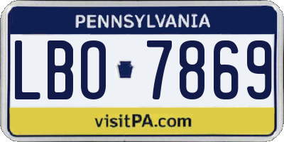 PA license plate LBO7869