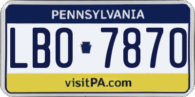 PA license plate LBO7870